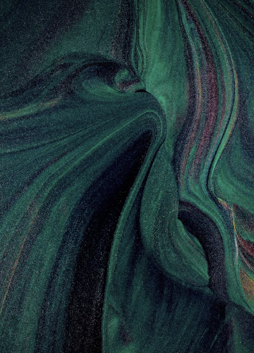 Arte abstracto en verde inglés y violeta